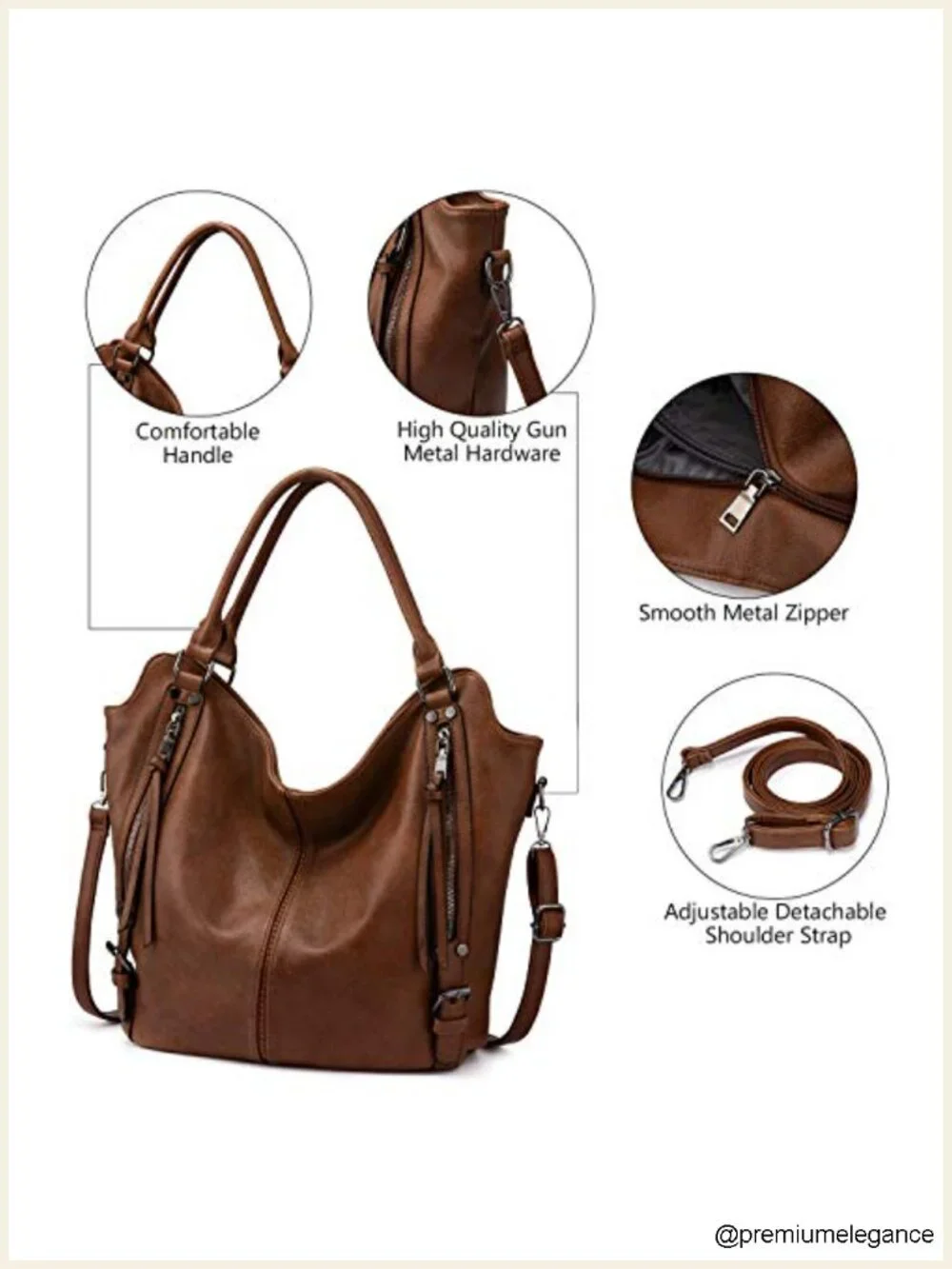 PU Leather Hobo Bag with Adjustable Strap Large Capacity Tote